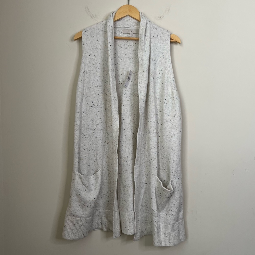 NWT LOFT Sleeveless Drapey Long Open Sweater Vest Size L-XL